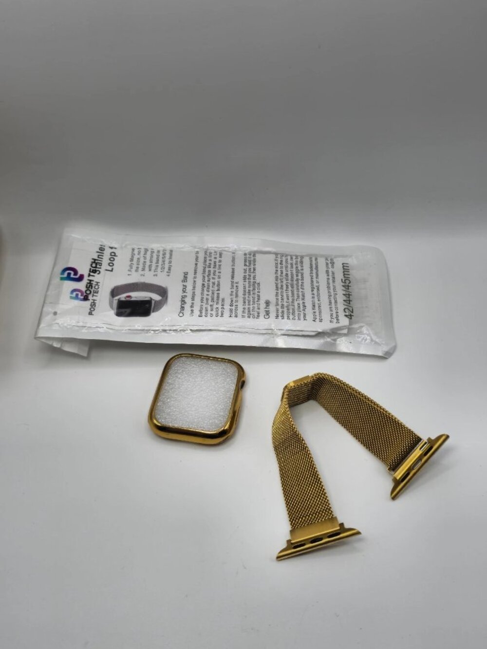 Posh Tech Gold Milanese Apple Watch Band Case Set 42/44/45mm